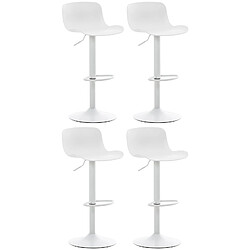 Decoshop26 Lot de 4 tabourets de bar hauteur réglable et siège pivotant avec siège en plastique blanc métal blanc 10_0004491