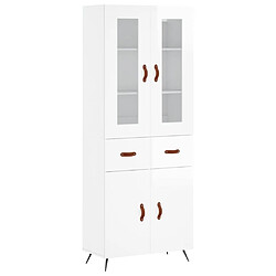 vidaXL Buffet haut Blanc brillant 69,5x34x180 cm Bois d'ingénierie