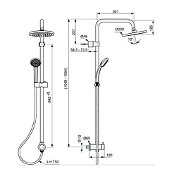 Ideal Standard - Colonne de douche avec pomme de tête 200 mm + douchette manuelle 100 mm - IDEALRAIN