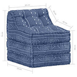 vidaXL Pouf modulaire Indigo Tissu pas cher