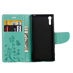 Acheter Wewoo Housse Étui vert pour Sony Xperia XZ Papillons Amour Fleurs Gaufrage Horizontal en cuir Flip avec support & Slots de cartes Portefeuille & Longe