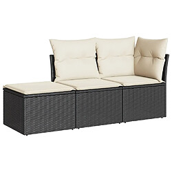 Maison Chic Salon de jardin 3 pcs avec coussins | Ensemble de Table et chaises | Mobilier d'Extérieur noir résine tressée -GKD26034