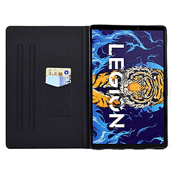 Etui en PU fermeture magnétique avec support et porte-cartes pour votre Lenovo Legion Y700 TB-9707F - Chat et lion