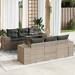 vidaXL Salon de jardin avec coussins 7 pcs gris résine tressée