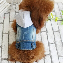 Wewoo Personnalité Rétro Denim Petit Gilet Pour Chien Vêtements Animaux De Compagnie JacketTaille XS Avec Chapeau