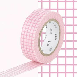 Masking tape quadrillé - Rose - 1,5 cm x 7 m