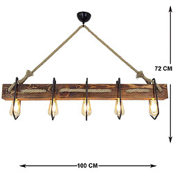 Avis Hanah Home Suspension en bois et métal 4 ampoules Demir.