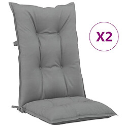 vidaXL Coussins de chaise de jardin à dossier haut lot de 2 gris tissu