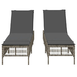 Acheter vidaXL Chaises longues avec coussins lot de 2 gris résine tressée