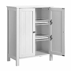 Acheter VASAGLE Meuble de Salle de Bain Meuble de Rangement 2 Portes battantes 3 cassier Séparateurs Amovibles Dimensions du Produit: 60 x 30 x 80 cm Blanc BCB60W