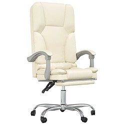 vidaXL Fauteuil de massage inclinable de bureau Crème Similicuir