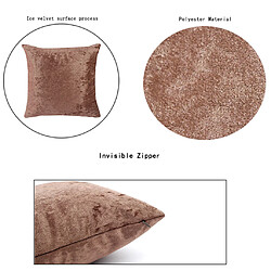 Acheter 50x50cm courte housse de coussin velours peluche carré pour canapé marron