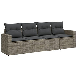 Maison Chic Salon de jardin 4 pcs avec coussins | Ensemble de Table et chaises | Mobilier d'Extérieur gris résine tressée -GKD20161