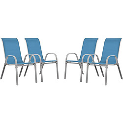 Habitat Et Jardin Fauteuil jardin Textilène Cordoba - Phoenix - Bleu - Lot de 4