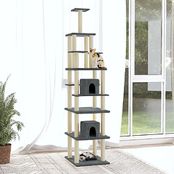 vidaXL Arbre à chat avec griffoirs en sisal Gris foncé 216 cm