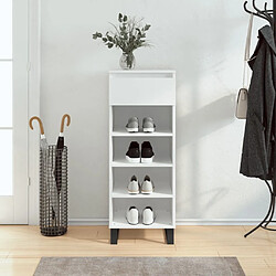 Maison Chic Armoire à Chaussures,Meuble de Rangement à Chaussures Blanc brillant 40x36x105cm Bois ingénierie -MN29926