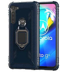 Coque en TPU résistant aux chutes avec béquille bleu pour votre Motorola Moto G8 Power