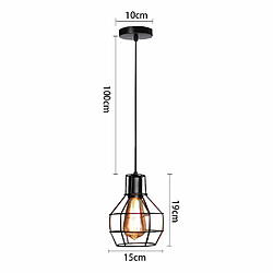 Acheter STOEX Lot de 3 Lustre suspension luminaire E27 en metal industrielle design cage corde ajustable pour cuisine chambre restaurant, Noir