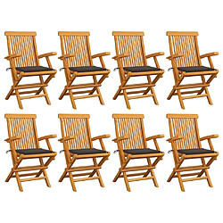 vidaXL Chaises de jardin avec coussins taupe lot de 8 Bois teck massif