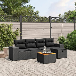 Maison Chic Ensemble Tables et chaises d'extérieur 6pcs avec coussins,Salon de jardin noir résine tressée -GKD706866