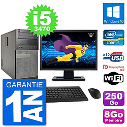 PC Tour Dell 7010 Ecran 19" Intel i5-3470 RAM 8Go Disque 250Go Windows 10 Wifi - Occasion