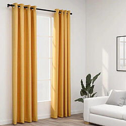 vidaXL Rideaux occultants Aspect lin à œillets 2 pcs Jaune 140x225 cm