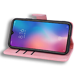 Wewoo Housse Coque Étui en cuir gaufré avec Motif mollet plié design double fentes pour portefeuille et porte-cartes Xiaomi Mi 9 rose pas cher