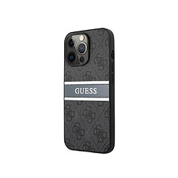 Guess Maroquinerie Guess Coque pour Apple iPhone 13 Pro PU 4G Stripe Gris