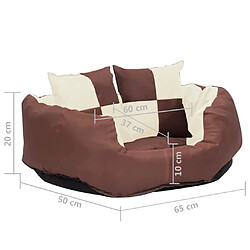 vidaXL Coussin réversible lavable de chien Marron et crème 65x50x20 cm pas cher