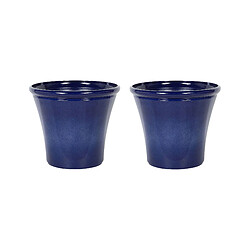 Beliani Lot de 2 cache-pots bleu marine d 46 cm KOKKINO