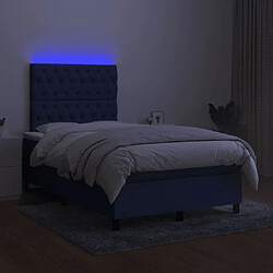 Acheter Maison Chic Lit adulte- Lit + matelas + LED,Sommier à lattes de lit matelas et LED bleu 120x190 cm tissu -GKD74522