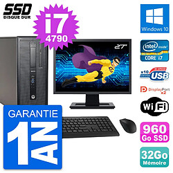 PC Tour HP EliteDesk 800 G1 Ecran 27" i7-4790 RAM 32Go SSD 960Go Windows 10 Wifi - Occasion