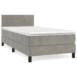 Maison Chic Lit Adulte - Lit simple Lit à sommier tapissier et matelas moelleux - Meuble de Chambre - Gris clair 100x200cm Velours -MN46176