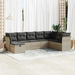 vidaXL Salon de jardin 8 pcs avec coussins gris clair résine tressée