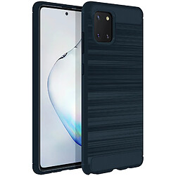 Avizar Coque Galaxy Note 10 Lite Souple Finition Carbone Effet Métal Brossé Bleu