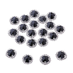 Acheter 20pcs coudre le verre strass cristal perles Flatback couture 12mm noir