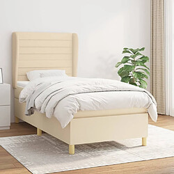 Maison Chic Structures de lit + matelas,Lit à sommier tapissier avec matelas Crème 80x200 cm Tissu -MN78159