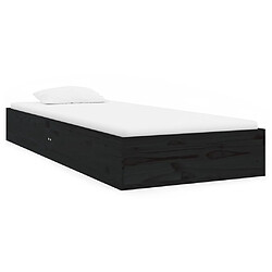 vidaXL Cadre de lit sans matelas noir bois massif 75x190 cm