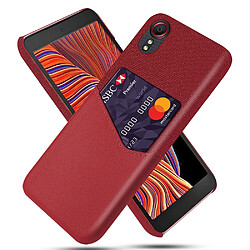 Coque en TPU + PU Conception bien protégée avec porte-carte rouge pour votre Samsung Galaxy Xcover 5