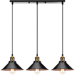 Stoex Luminaire de Style Rétro Ø22CM Lustre Vintage À 3 Lumières Suspension Noir Plafonnier en Fer en Métal Pour Éclairage de Cuisine de Couloir de Bar