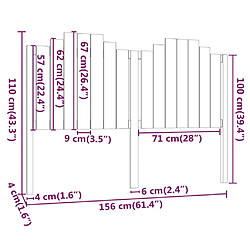 vidaXL Tête de lit 156x4x110 cm Bois massif de pin pas cher