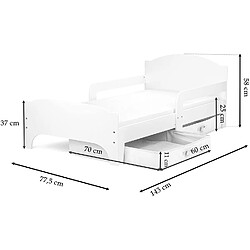 Leomark Moderne Lit d'Enfant Smart en bois avec un matelas La Licorne