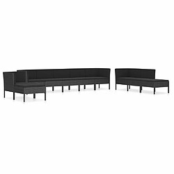 Maison Chic Salon de jardin 10 pcs + coussins - Mobilier/Meubles de jardin - Table et chaises d'extérieur Résine tressée Noir -MN35401