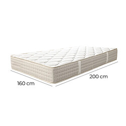 Visiodirect Matelas réversible DENIA 160x200 cm, en mousse haute densité, indépendance du couchage, ferme, face été/hiver, épaisseur 20 cm