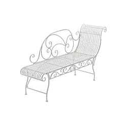 Decoshop26 Banc de jardin banquette design en fer forgé blanc vieilli dossier côté droit 156x46 cm MDJ10190 