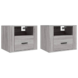 Maison Chic Lot de 2 Tables de Chevet murales - Tables de Nuit Sonoma gris 50x36x40 cm