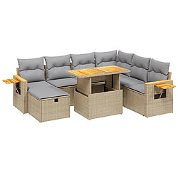 vidaXL Salon de jardin avec coussins 8 pcs beige résine tressée