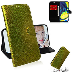 Wewoo Housse Coque Pour Galaxy A80 / A90 étui en cuir PU avec boucle magnétique multicolore à horizontale support et emplacements cartes et portefeuille et lanière or