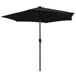 Helloshop26 Parasol avec led et mât en aluminium 270 cm noir 02_0008077