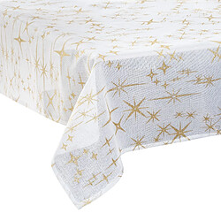 Feeric Lights And Christmas Nappe étoiles de Noël Caneva - L. 140 x l. 360 cm - Blanc et doré